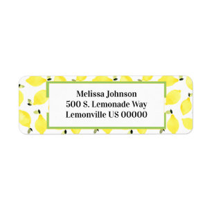 Färsk summery Bright Lemon Mönster + Grönt Returadress Etikett