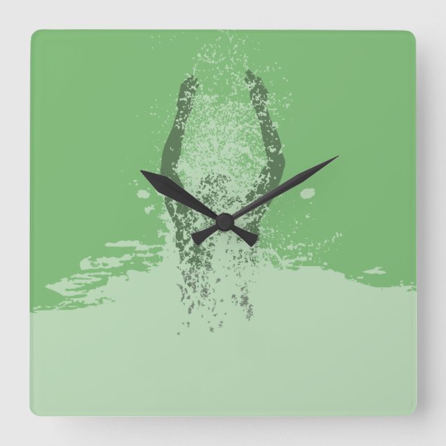 Färsk svart och vit runge Man Vatten Fyrkantig Klocka (Framsida)