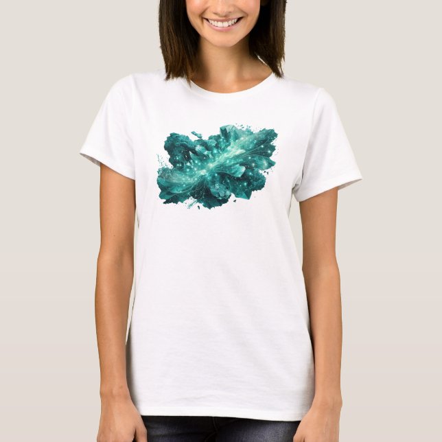 Färsk Teal ABSTRAKT KONST Mode Print T Shirt (Framsida)