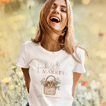 Färsk utanför Möhippan Namn T Shirt<br><div class="desc">Färsk på Möhippan Namn. Ord Fresh off (Fresh av) finns i ett skript för elegant set. Resten av texten kan du enkelt anpassa. Fira den blivande bruden med detta charmerande jordbrukare, marknadsinspirerat inbjudningskort för möhippan. Med en mjuk och romantisk vattenfärgsillustration av en torkare basket fylld med färska produkter och blommor...</div>