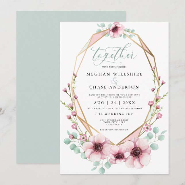 Färsk Vår blommor och Foliage BarefootBride™ Inbjudningar (Fram/baksida)