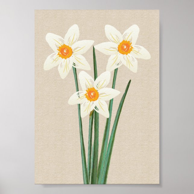 Färsk Vår Daffodils Watercolor Poster (Framsidan)