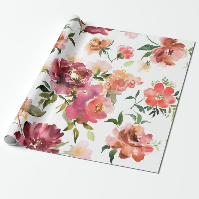 Färsk vår sommar blomsterbröllop inpackningspapper presentpapper (Utrullad)