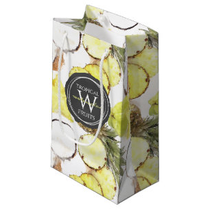 Färsk vattenfärgsfärg Tropiska frukter Monogram Mö