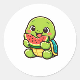 Färsk Vattenmelon Bit Runt Klistermärke