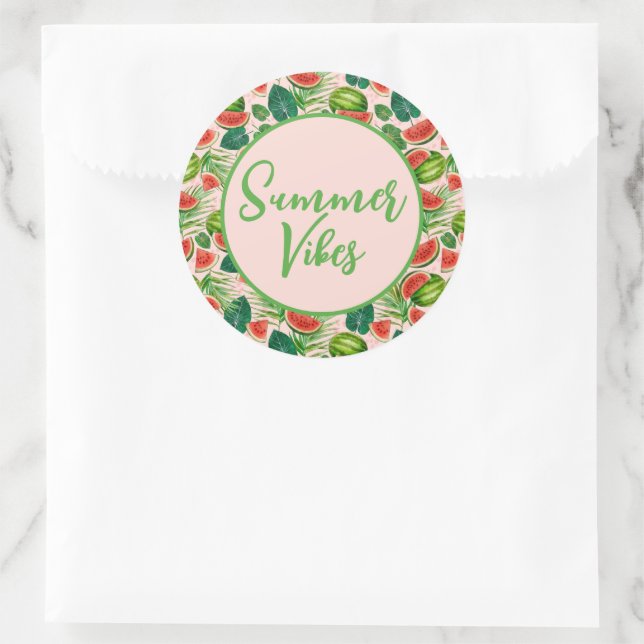 Färsk vattenmelon runt klistermärke (Väska)