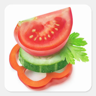 Färsk vegetabilisk delar fyrkantigt klistermärke