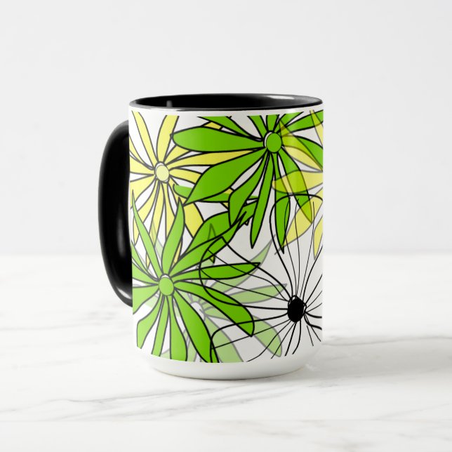 Färsk vibes: Färgfull Blommigt Kaffe Kopp (Framsida vänster)