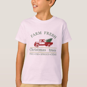 Färsk vintage lastbil gräs träd t shirt