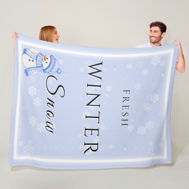 Färsk vinter Snö w/Snögubbe och Snö Fleecefilt (På plats)