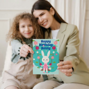 Färsk vit flickkanin med illustration av daisy kort
