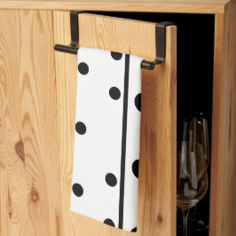 Färsk vit svart Polka dots Kökshandduk