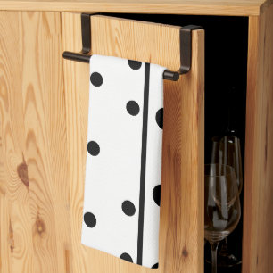 Färsk vit svart Polka dots Kökshandduk