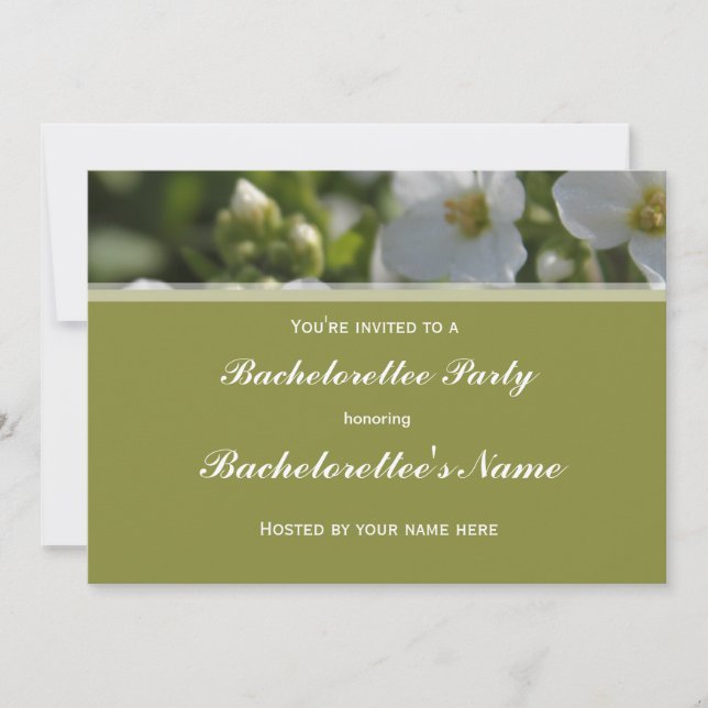 Färsk vit trädgårdsblomma, bachelorette party inbjudningar (Framsida)
