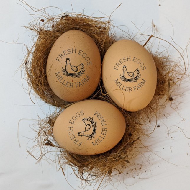 Färska ägg Cute Hen Monogram Egg Frimärke Stämpel (Skapare uppladdad)
