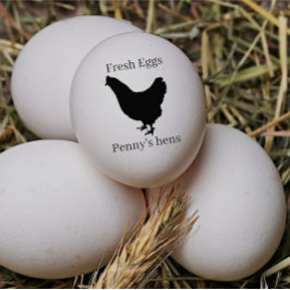 Färska ägg ditt namn Black Chicken Hen Egg Frimärk Stämpel