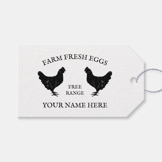 Färska ägg från gård med frigående höns, silhouett presentetikett (Framsidan (Horisontell))