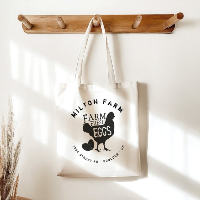 Färska ägg från gård monogram tygkasse (Skapare uppladdad)