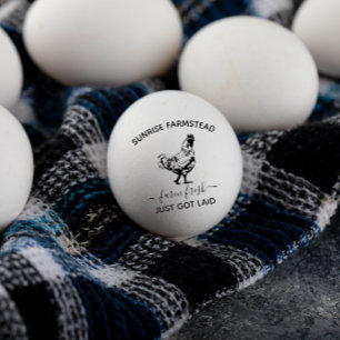 Färska ägg från lantgård   Funny Monogram Egg Frim Stämpel