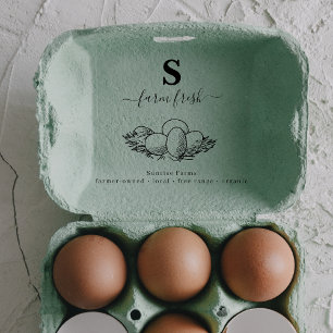 Färska ägg från lantgård   Monogram Egg Carton Fri Stämpel