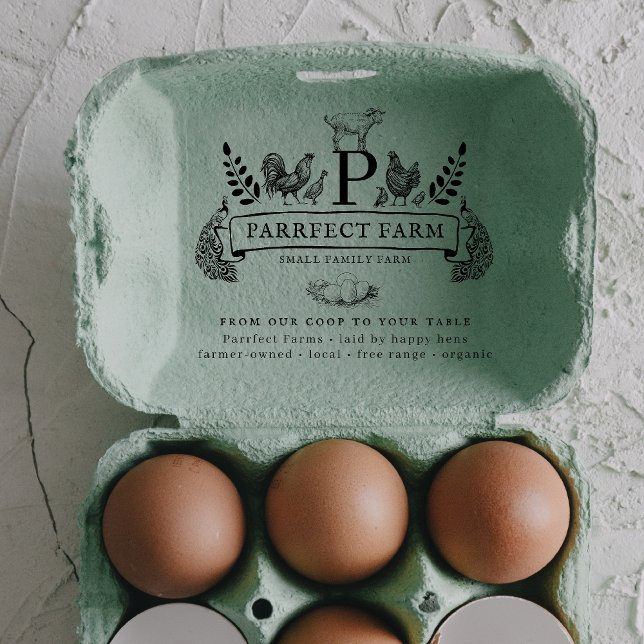 Färska ägg från lantgård | Monogram Egg Carton Fri Stämpel (Skapare uppladdad)