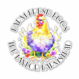 Färska ägg från lantgård PERSONLIG Klistermärken