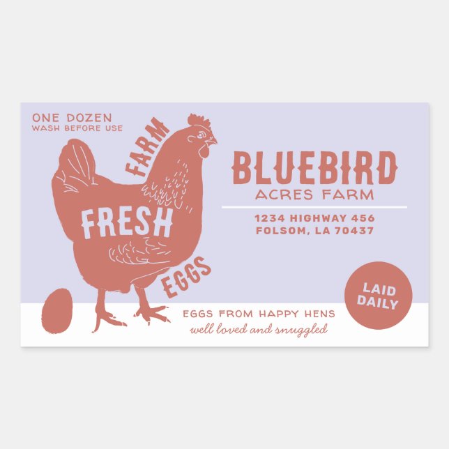 Färska ägg från lantgård rektangulärt klistermärke (Framsida)