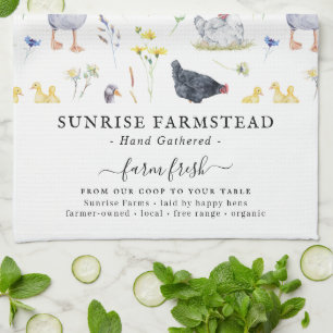 Färska ägg från lantgård   Rustic Farm Monogram Kökshandduk