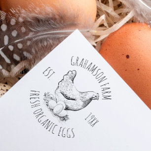 Färska ägg   Rustik Hand-dragen Hen Farm Stämpel