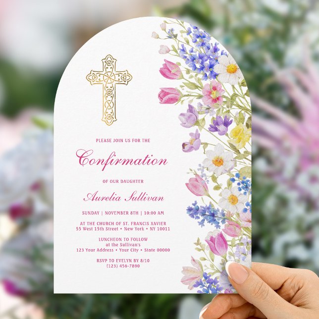 Färska ängsblommor Båge Bekräftelse Inbjudningar (Skapare uppladdad)