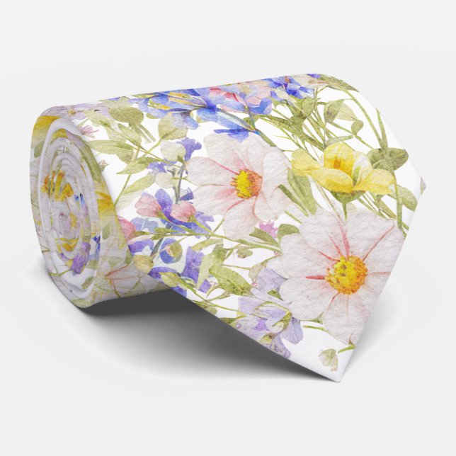 Färska ängsblommor slips (Rullad)