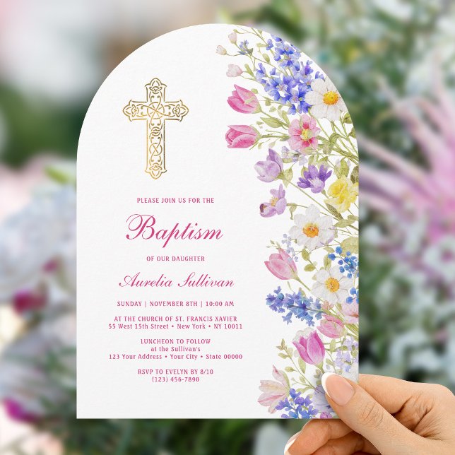 Färska ängsblommor valv Dop Inbjudningar (Skapare uppladdad)