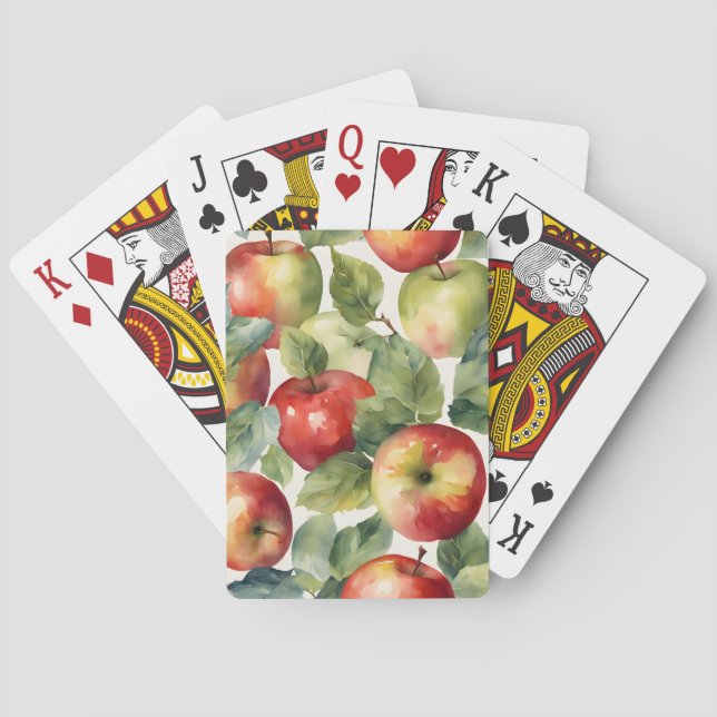 Färska äpplen akvarell design casinokort (Baksidan)