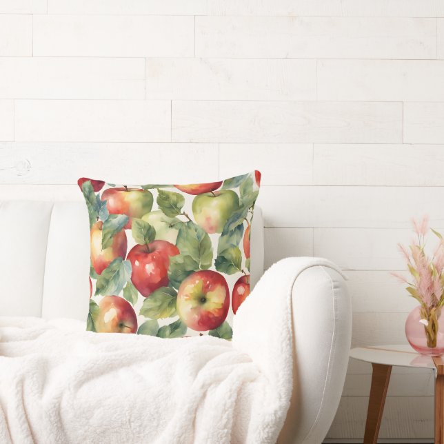 Färska äpplen akvarell design kudde (Soffa)