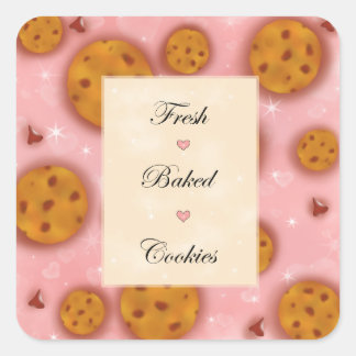 "Färska bakade kakor" Chocolate Chip Cookies | Fyrkantigt Klistermärke