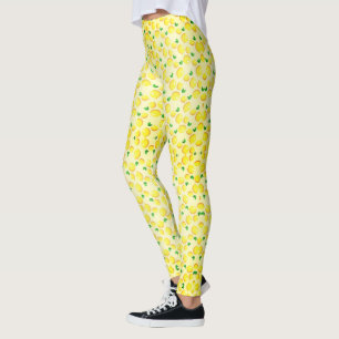 Färska baljformar med Gult citroner Leggings