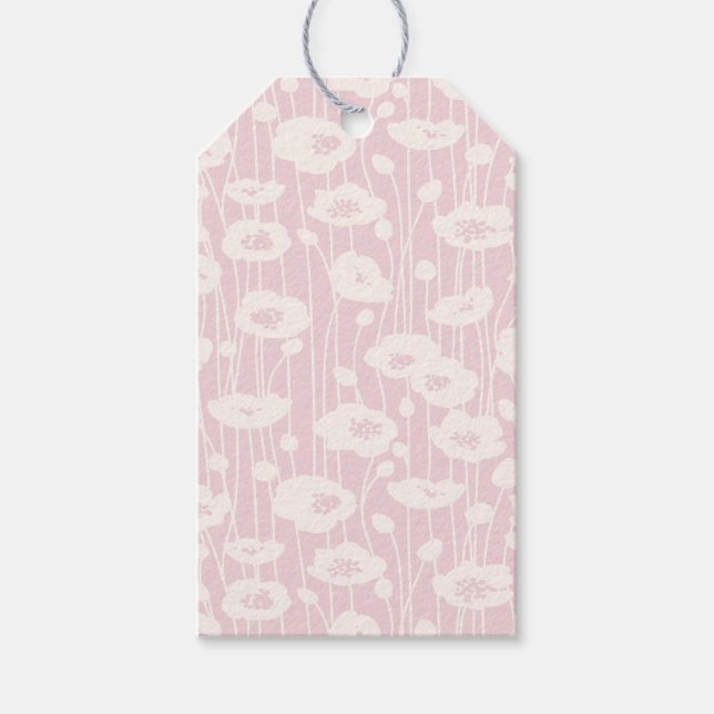 Färska Blommor | Neutral - Rosablommig Presentetikett (Framsidan)