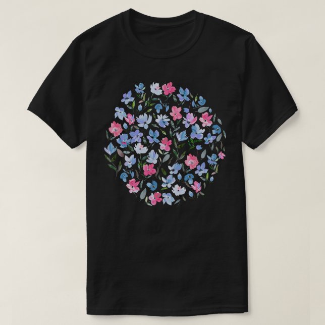 Färska blommor, Rosa Blue T Shirt (Design framsida)