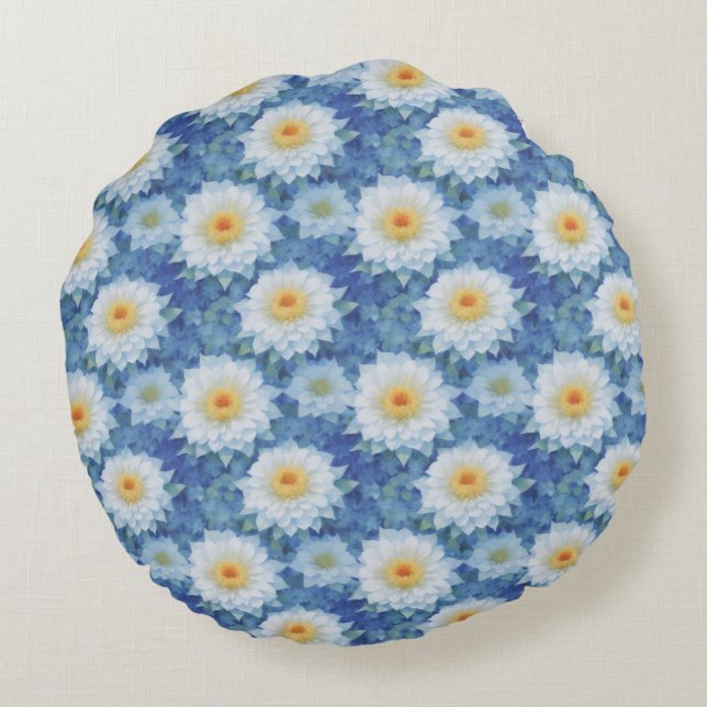 Färska blommor rund kudde (Baksidan)