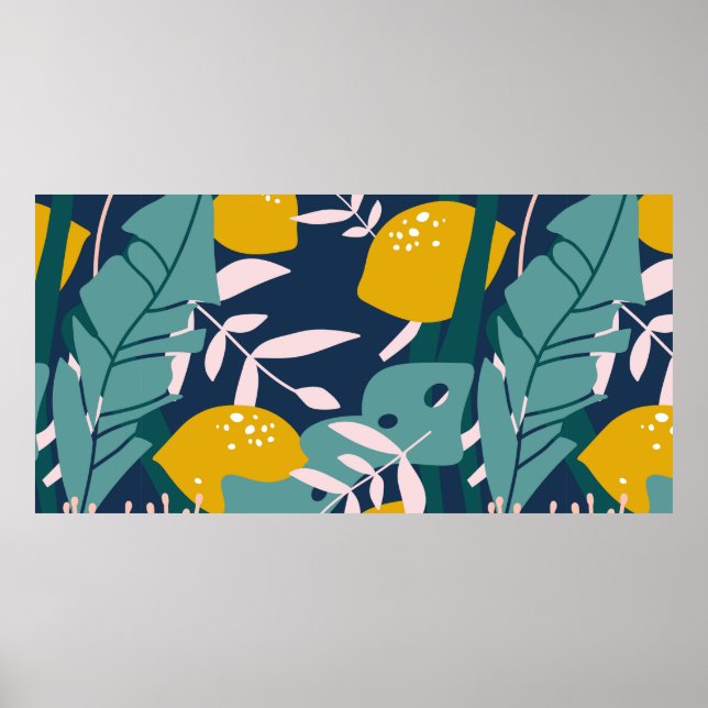 Färska citroner, lövens bakgrund. Hand plockade ov Poster (Framsidan)