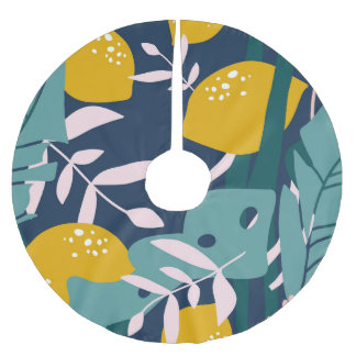 Färska citroner: överlappande Vintage Mönster Julgransmatta Borstad Polyester