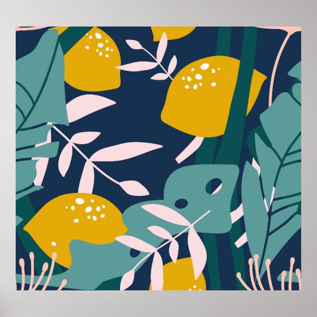 Färska citroner: överlappande Vintage Mönster Poster (Framsidan)