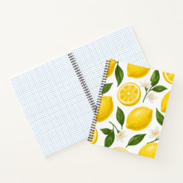 Färska citronmönster med blad och blommor
