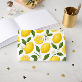 Färska citronmönster med blad och blommor gästböcker