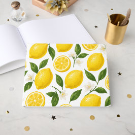 Färska citronmönster med blad och blommor gästböcker