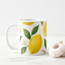Färska citronmönster med blad och blommor kaffemugg