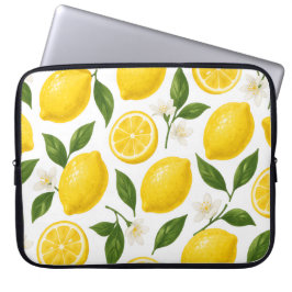 Färska citronmönster med blad och blommor laptop fodral