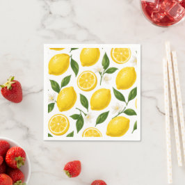 Färska citronmönster med blad och blommor pappersservett