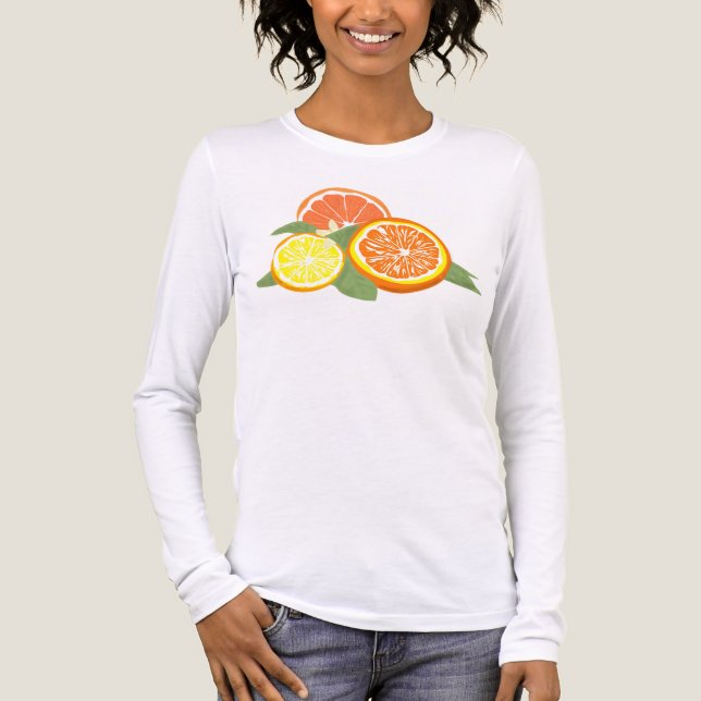 Färska citronskivor apelsin citron t shirt (Framsida)