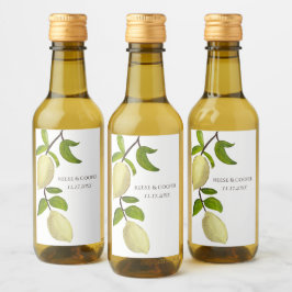Färska Citrus Målade Citroner Modern Medelhavsstil Vinetikett